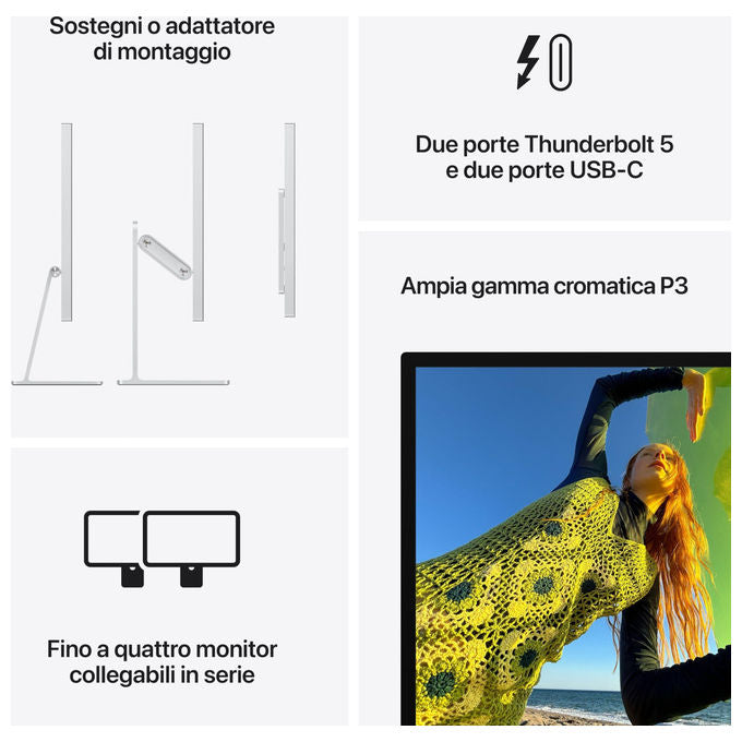 Apple, Studio Display, Vetro Standard, Adattatore VESA, Monitor 5K 27”