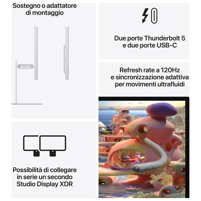 Apple Studio Display XDR 27'' 5K Ultra HD Vetro Standard Sostegno Regolabile