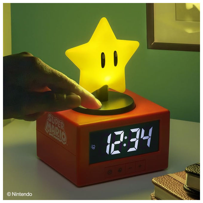 Paladone PP13708NN Super Mario Super Star Icon Sveglia Digitale Luce Notturna Snooze Licenza Ufficiale Nintendo colore Giallo