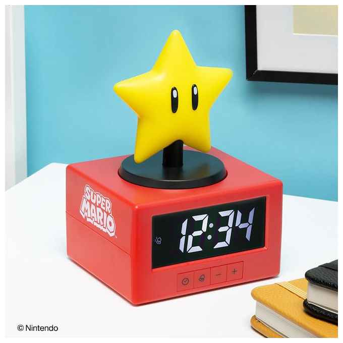 Paladone PP13708NN Super Mario Super Star Icon Sveglia Digitale Luce Notturna Snooze Licenza Ufficiale Nintendo colore Giallo