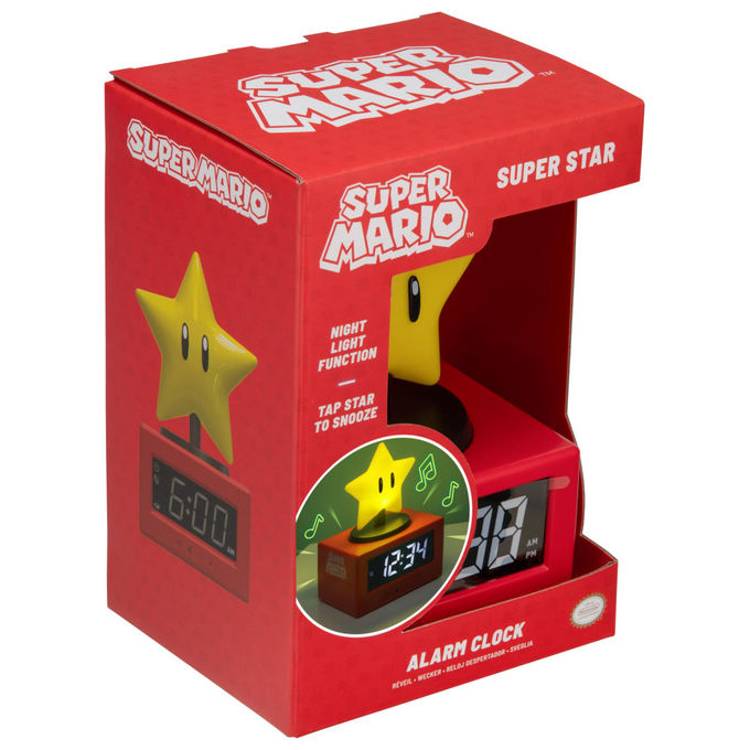 Paladone PP13708NN Super Mario Super Star Icon Sveglia Digitale Luce Notturna Snooze Licenza Ufficiale Nintendo colore Giallo
