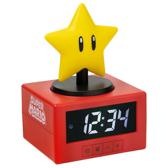 Paladone PP13708NN Super Mario Super Star Icon Sveglia Digitale Luce Notturna Snooze Licenza Ufficiale Nintendo colore Giallo