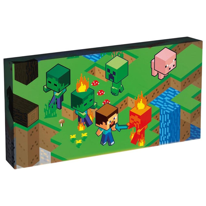 Minecraft Tela Isometrica Illuminata 30 cm x 15 cm Stampa su Tela con LED