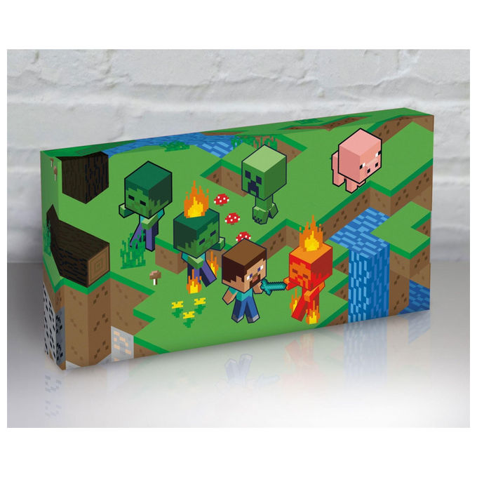 Minecraft Tela Isometrica Illuminata 30 cm x 15 cm Stampa su Tela con LED