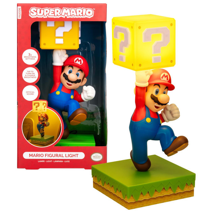Paladone Lampada Diorama Super Mario 35cm 3 Impostazioni Luminosita' Suono Ufficiale USB