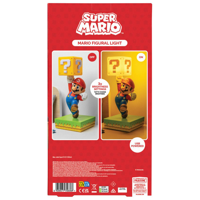 Paladone Lampada Diorama Super Mario 35cm 3 Impostazioni Luminosita' Suono Ufficiale USB