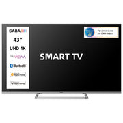 Saba, Smart TV 43'' Full HD, Sistema VIDAA, Triplo Tuner DVBT2-C-S2, Certificato TivuSAT