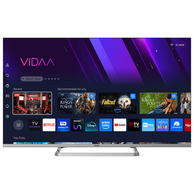 Saba, Smart TV 43'' Full HD, Sistema VIDAA, Triplo Tuner DVBT2-C-S2, Certificato TivuSAT