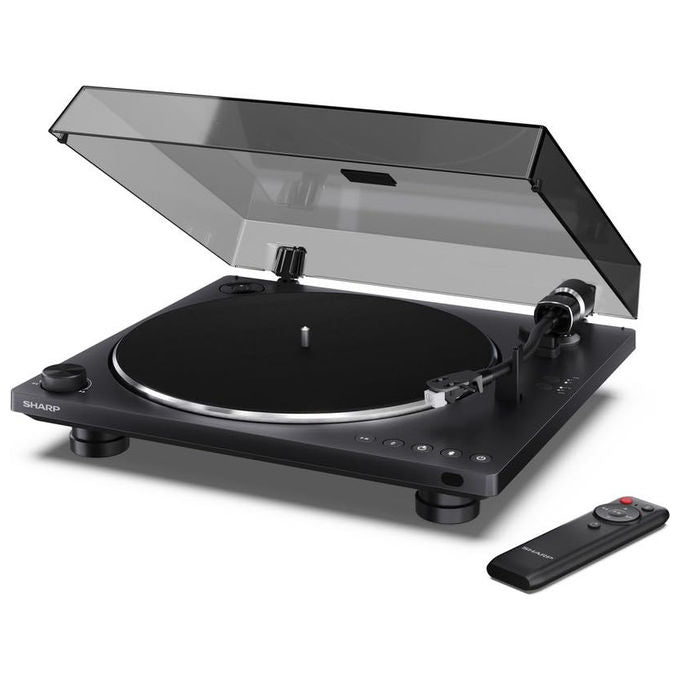 Sharp Giradischi Automatico con Bluetooth 5.4 Registrazione USB-C Pickup Audio-Technica Nero