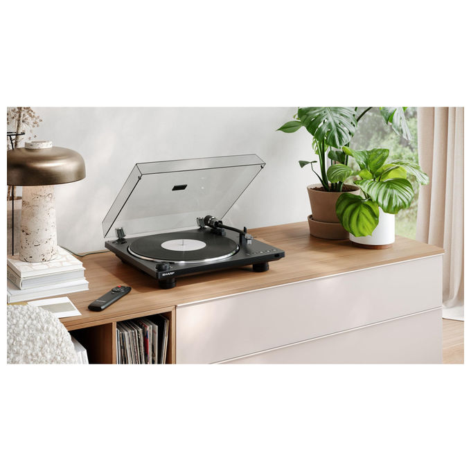Sharp Giradischi Automatico con Bluetooth 5.4 Registrazione USB-C Pickup Audio-Technica Nero