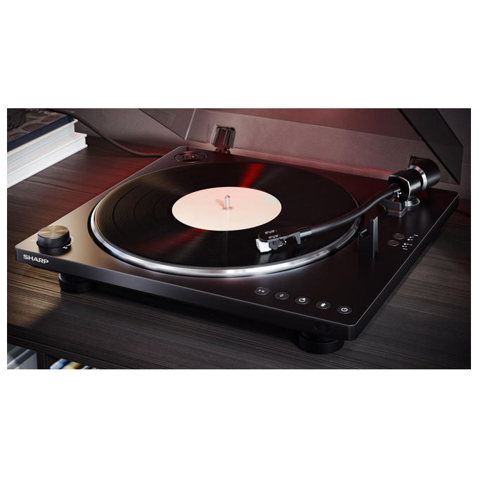 Sharp Giradischi Automatico con Bluetooth 5.4 Registrazione USB-C Pickup Audio-Technica Nero