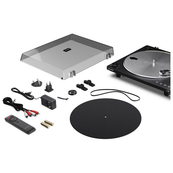 Sharp Giradischi Automatico con Bluetooth 5.4 Registrazione USB-C Pickup Audio-Technica Nero