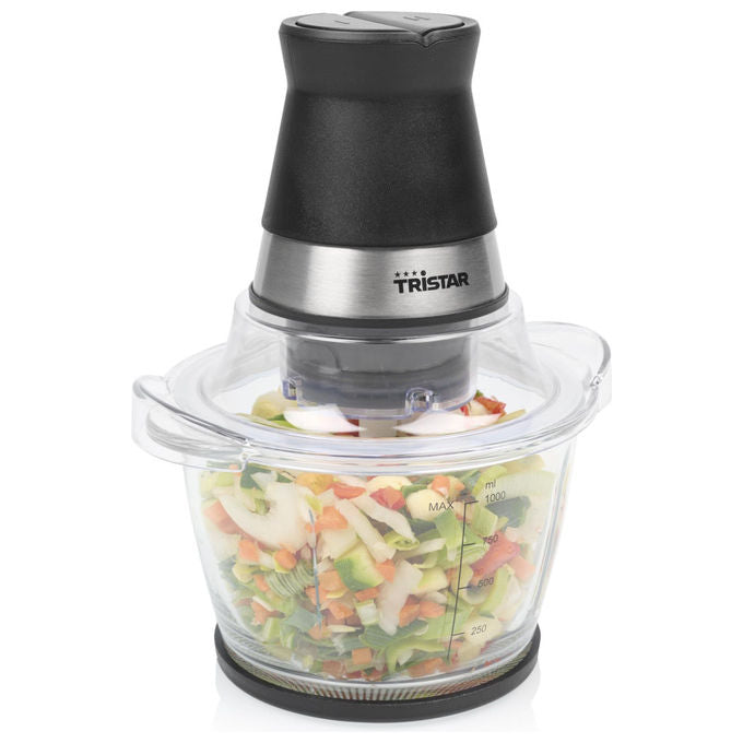 Tristar BL-4024 Tritatutto Elettrico 400 W Recipiente in Vetro 1 L 4 Lame Acciaio Inox Lavastoviglie colore Nero