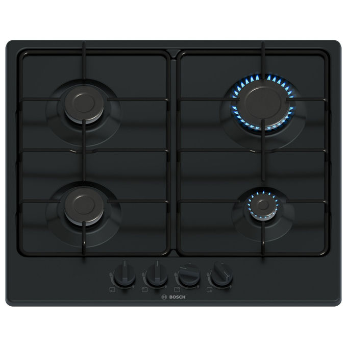Bosch PGP6B6K80 Serie 4 Piano cottura a gas 60 cm 4 fuochi accensione elettronica dispositivo spegnimento fiamma colore Nero