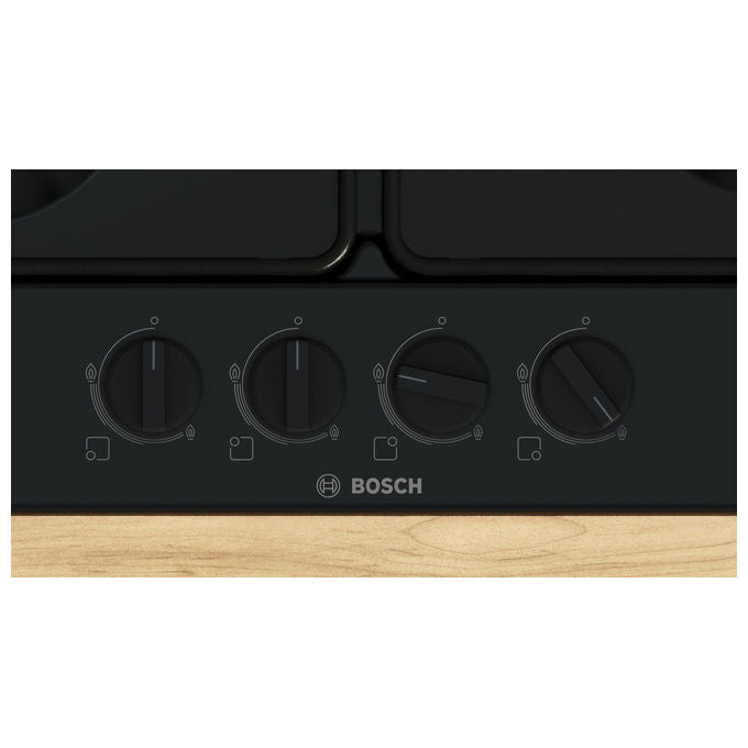 Bosch PGP6B6K80 Serie 4 Piano cottura a gas 60 cm 4 fuochi accensione elettronica dispositivo spegnimento fiamma colore Nero