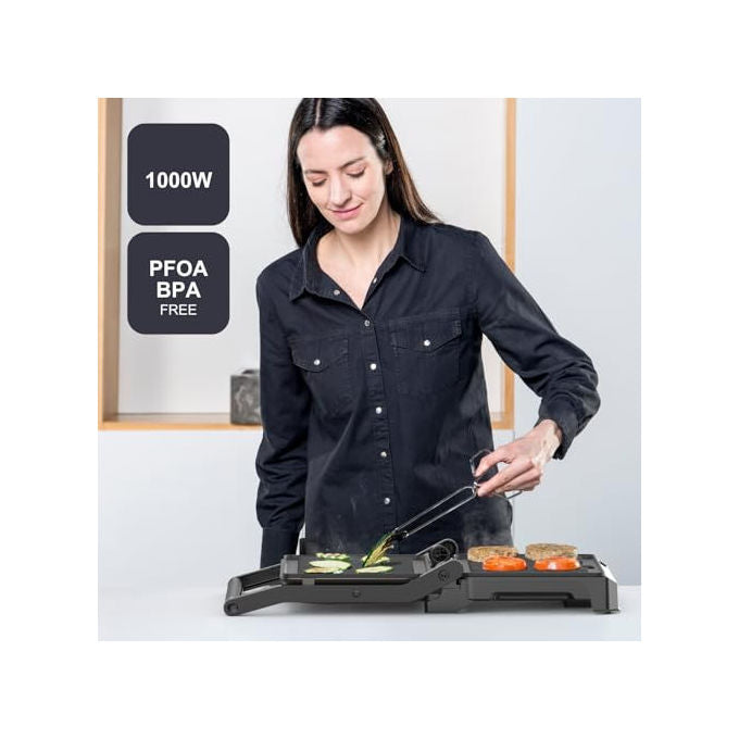 Black+decker Grill Elettrico 1000W Apertura 180° Piastre 23x145cm antiaderenti