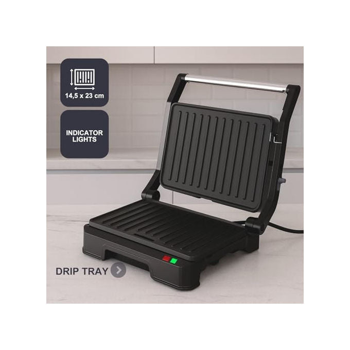 Black+decker Grill Elettrico 1000W Apertura 180° Piastre 23x145cm antiaderenti