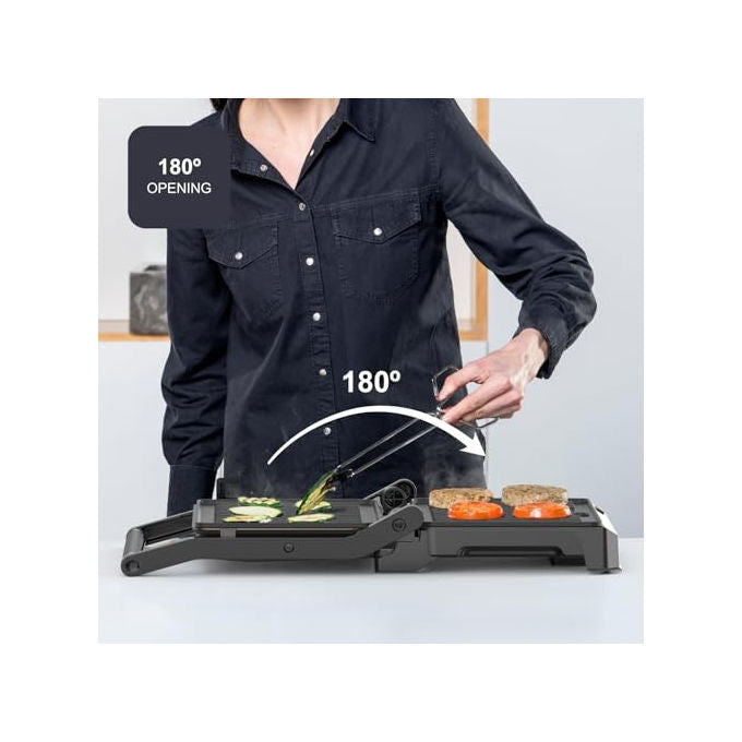 Black+decker Grill Elettrico 1000W Apertura 180° Piastre 23x145cm antiaderenti