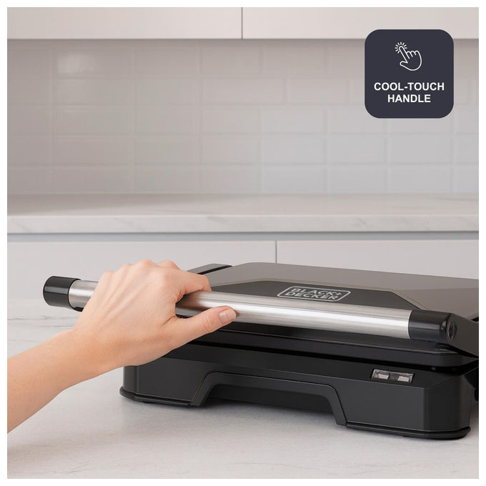 Black+decker Grill Elettrico 1000W Apertura 180° Piastre 23x145cm antiaderenti