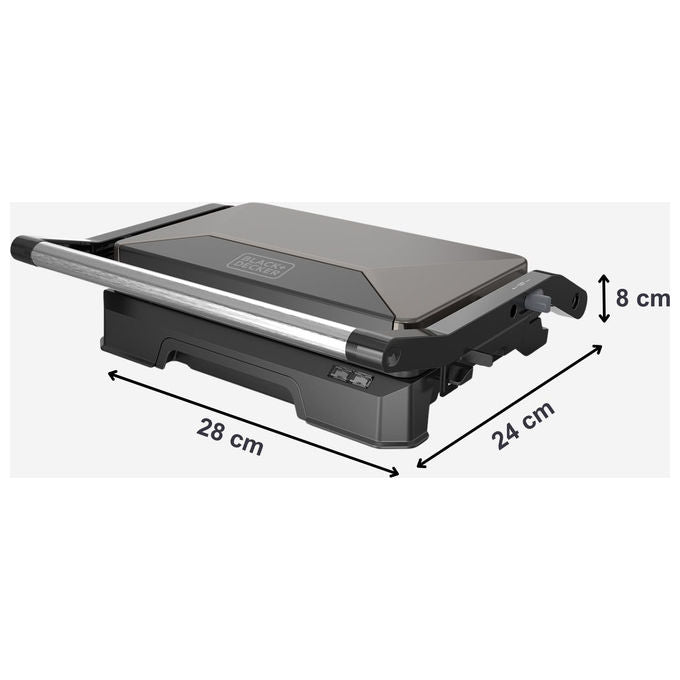 Black+decker Grill Elettrico 1000W Apertura 180° Piastre 23x145cm antiaderenti