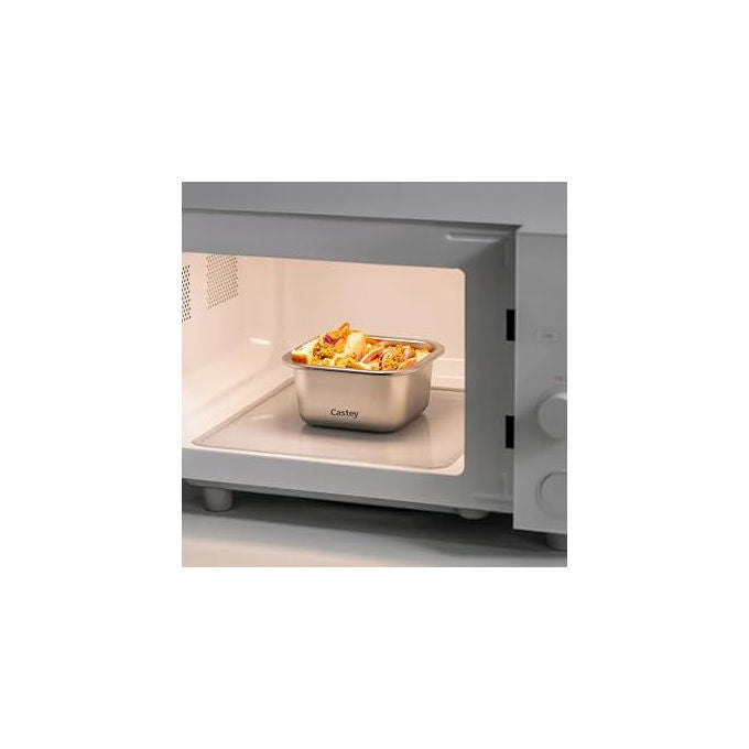 Castey contenitore ermetico in vetro borosilicato 320 ml, quadrato, senza bpa, adatto a microonde, forno e congelatore, impilabile