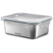 Castey contenitore in vetro borosilicato 370 ml, rettangolare, ermetico, senza BPA, adatto a microonde e forno, impilabile