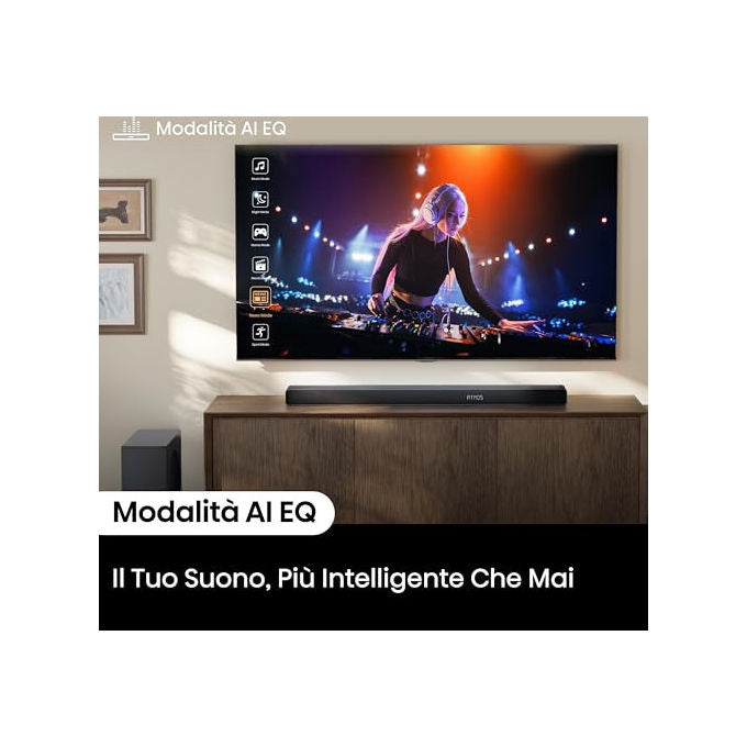 Hisense AX3120Q Soundbar 3.1.2 canali 440W Subwoofer Wireless Dolby Atmos DTS:X Bluetooth 5.3 HDMI eARC colore Nero