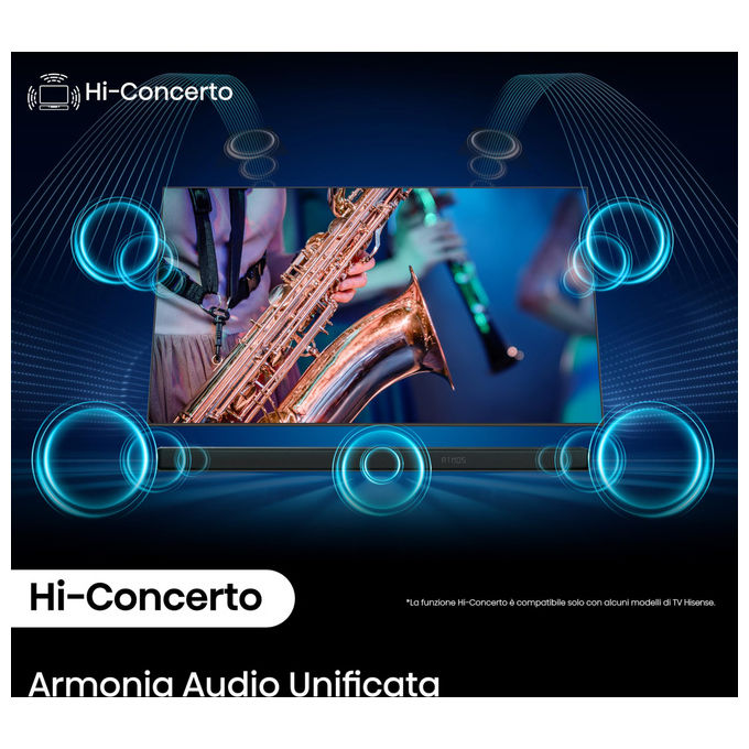 Hisense AX3120Q Soundbar 3.1.2 canali 440W Subwoofer Wireless Dolby Atmos DTS:X Bluetooth 5.3 HDMI eARC colore Nero