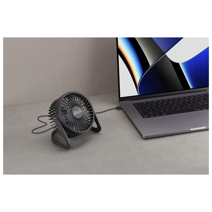 Tech Pop DESKBREEZEK Desk Breeze Ventilatore da Tavolo USB Rotazione 360° Cavo 0,9 m colore Nero