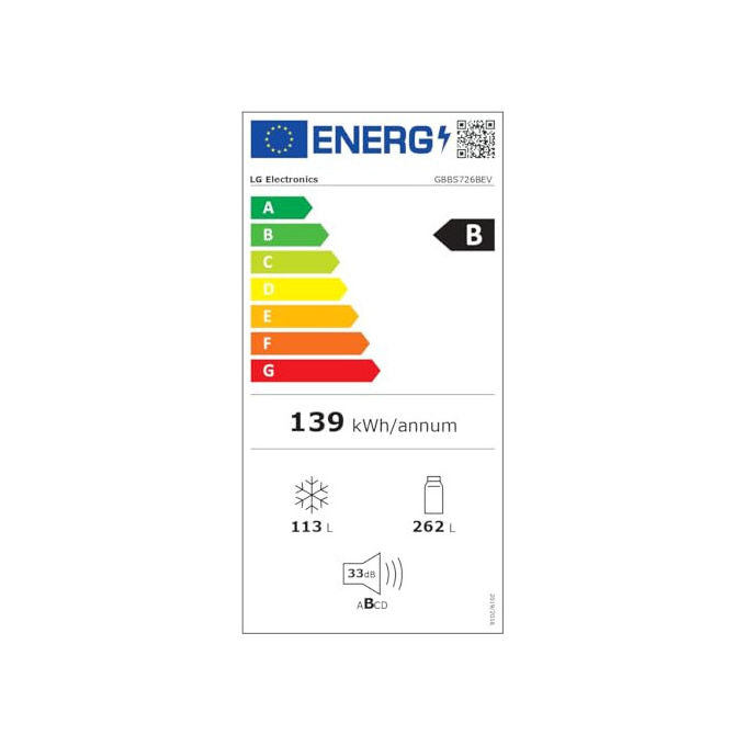LG GBBS726BEV Frigorifero Combinato 375L Classe B Total No Frost AI Inverter Essence Black Steel (60x203x67 cm) colore Nero