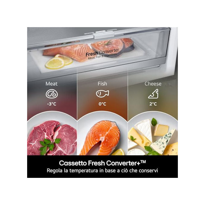 LG GBBS726BEV Frigorifero Combinato 375L Classe B Total No Frost AI Inverter Essence Black Steel (60x203x67 cm) colore Nero