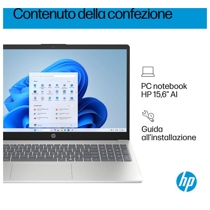 HP 15-fd2008nl Notebook Intel Core Ultra 5 225U 16 GB RAM 1 TB SSD Argento