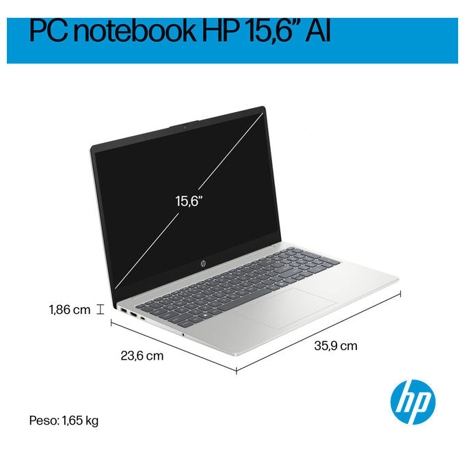 HP 15-fd2008nl Notebook Intel Core Ultra 5 225U 16 GB RAM 1 TB SSD Argento