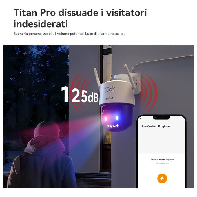 Imou Titan Pro, Telecamera esterno motorizzata 6MP, Copertura 360°, Visione notturna a colori