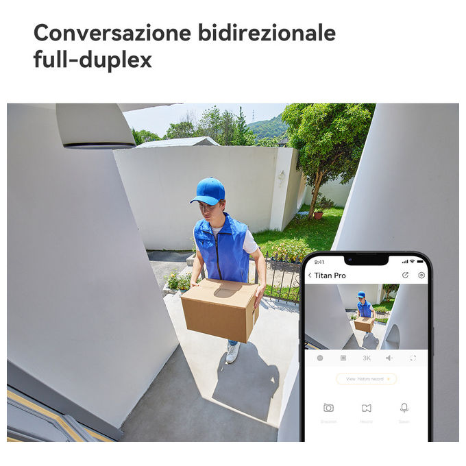 Imou Titan Pro, Telecamera esterno motorizzata 6MP, Copertura 360°, Visione notturna a colori