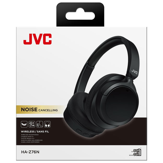 JVC HA-Z76N-B Cuffie a Padiglione Wireless Bluetooth 5.3 Cancellazione del Rumore 50 ore Multipoint colore Nero