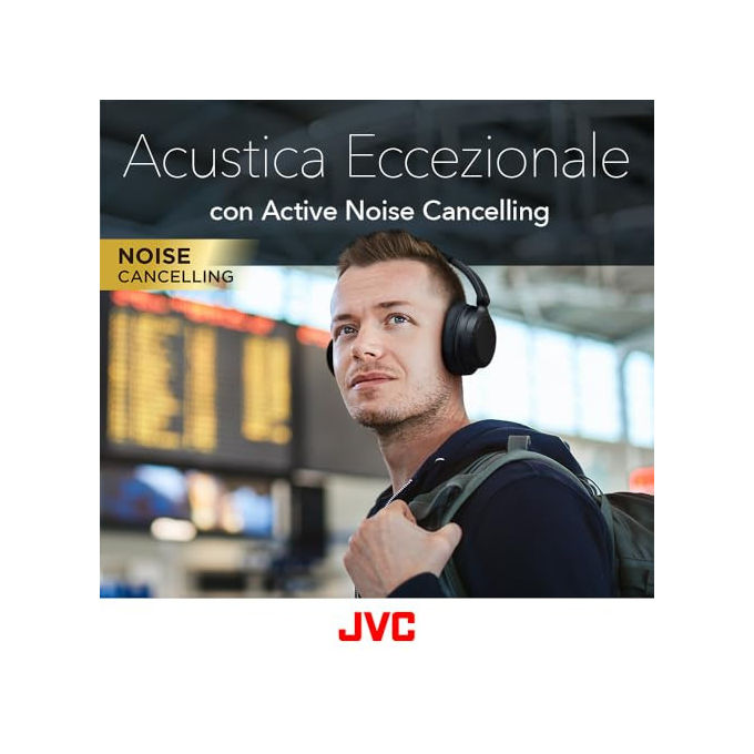 JVC HA-Z76N-B Cuffie a Padiglione Wireless Bluetooth 5.3 Cancellazione del Rumore 50 ore Multipoint colore Nero