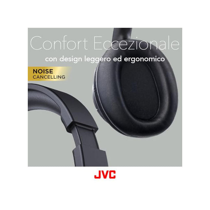 JVC HA-Z76N-B Cuffie a Padiglione Wireless Bluetooth 5.3 Cancellazione del Rumore 50 ore Multipoint colore Nero