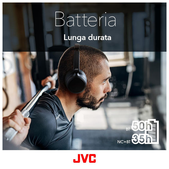 JVC HA-Z76N-B Cuffie a Padiglione Wireless Bluetooth 5.3 Cancellazione del Rumore 50 ore Multipoint colore Nero
