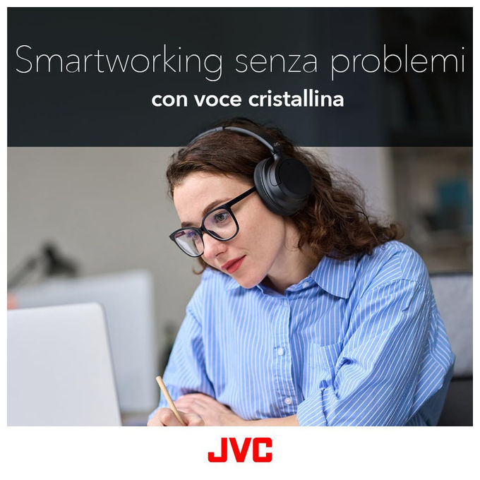 JVC HA-Z76N-B Cuffie a Padiglione Wireless Bluetooth 5.3 Cancellazione del Rumore 50 ore Multipoint colore Nero
