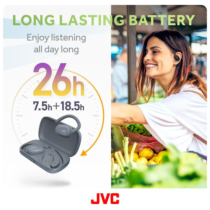 JVC HA-NP40T-A-U Nearphones Auricolari True Wireless Open Ear Bluetooth 5.4 26 ore IPX4 colore Blu