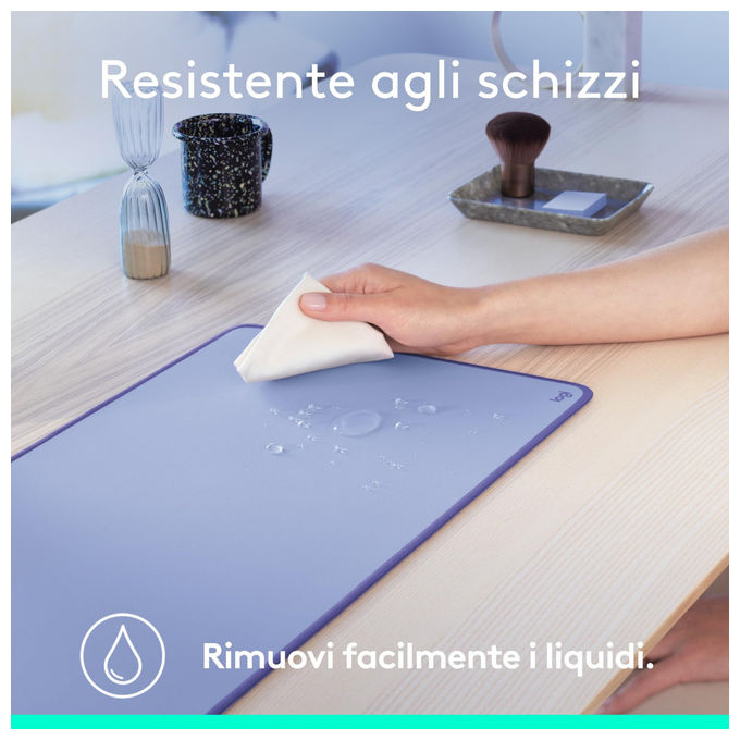 Logitech, Tappetino da Scrivania, Studio Series, Multiuso, Lilla, Base in Gomma