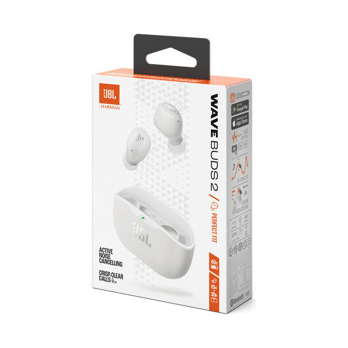 JBL JBLWBUDS2WHT Wave Buds 2 Auricolari True Wireless In-ear ANC Bluetooth 5.3 10h autonomia IP54 colore Bianco