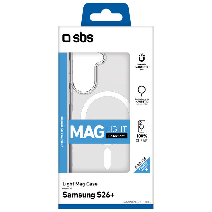 Sbs, Cover Trasparente, Compatibile con Samsung S26+, con Ricarica Wireless Magnetica