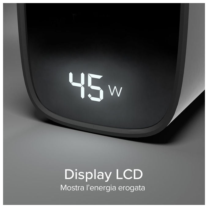 SBS TETRGANLCD1C45K Caricabatterie USB-C 45W GaN Power Delivery PPS Display LCD colore Nero