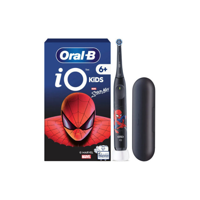 Oral-B IO 2 JUNIOR SPIDERMAN iO Kids Spazzolino elettrico Rotante Bambini 6 Anni 3 modalita' Timer 2 min custodia da viaggio colore Nero