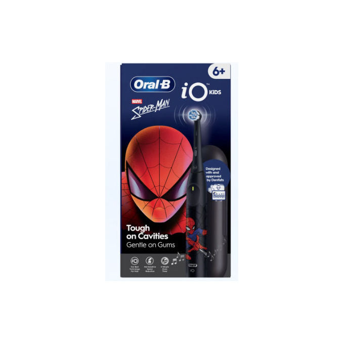 Oral-B IO 2 JUNIOR SPIDERMAN iO Kids Spazzolino elettrico Rotante Bambini 6 Anni 3 modalita' Timer 2 min custodia da viaggio colore Nero