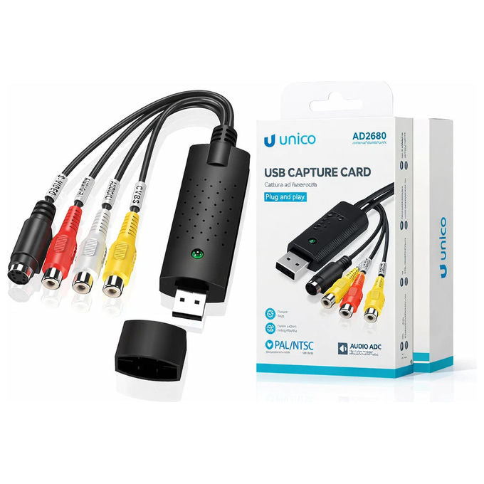 Unico, Scheda di Acquisizione Video USB, Analogica Digitale RCA S-Video