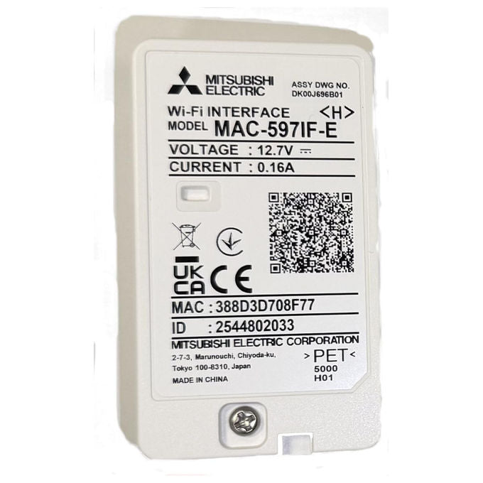 Mitsubishi Electric MAC-597IF-E Modulo Wi-Fi per Climatizzatori MSZ-HR Controllo Remoto App MELCloud Compatibile Alexa Google Home colore Bianco
