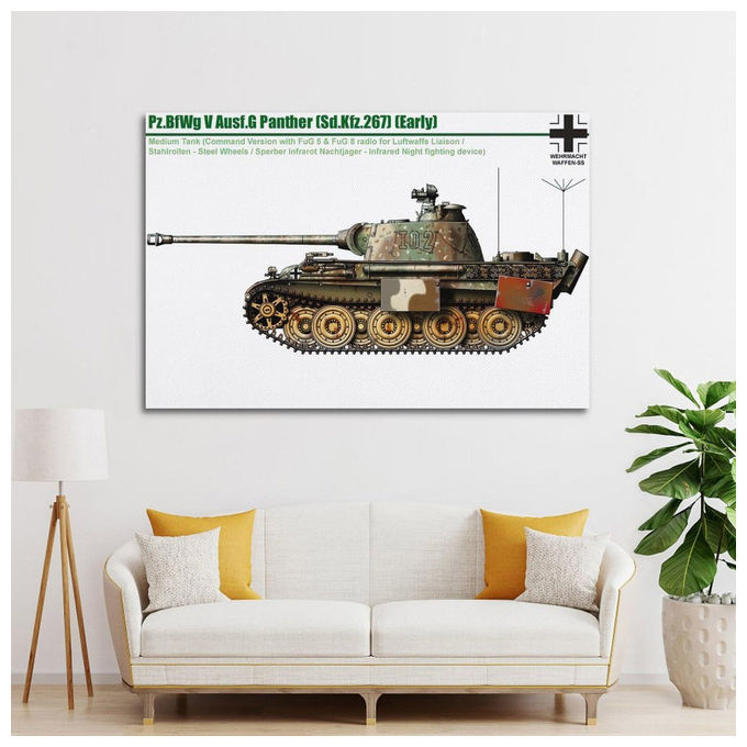 YTNSA, Poster Vintage, Carro Armato Seconda Guerra Mondiale, Pz.BfWg V Ausf.G Panther (Sd.Kfz.267), Decorazione Parete su Tela, Stampa Artistica Moderna
